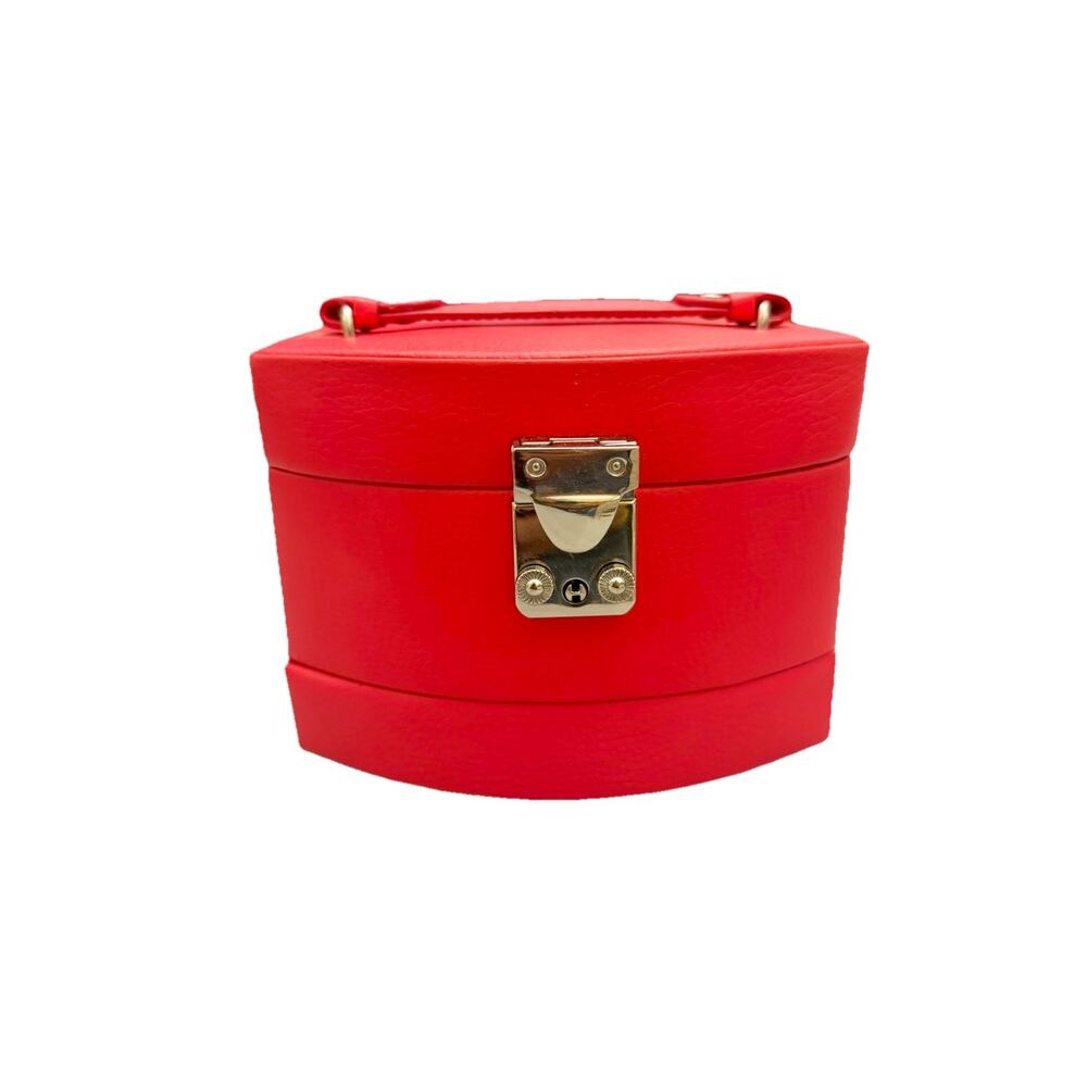 Morelle & Co. Laura Red Leather 3-Tier Jewelry Box With Mirror